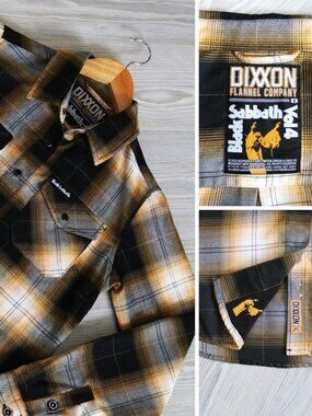 DIXXON Flannel Shirt Womens S Black Sabbath Vol 4 Pearl Snap Plaid Metal Limited